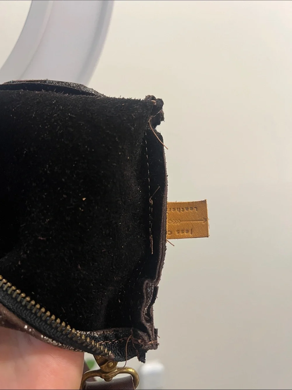 Jess Conti Metallic Brown Women’s Crossbody bag, leather straps